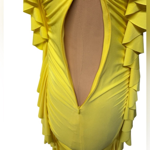 Cache, Rushed Ruffles One Shoulder Cocktail Dress, - Picture 5 of 8